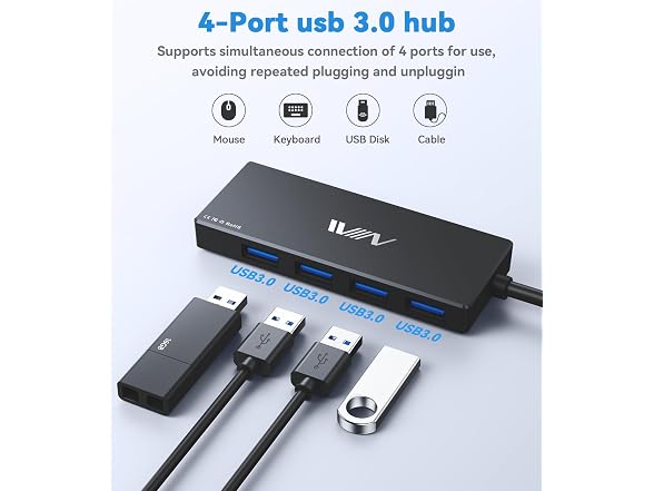 IVIIN USB 3.0 HUB 4 Port-Black