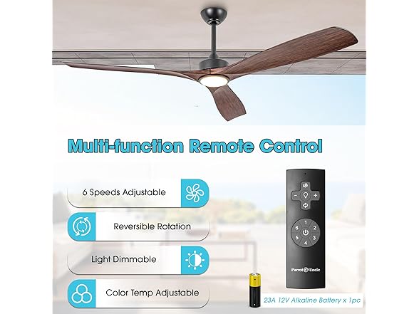 Parrot Uncle F6004BR-PU 60" Ceiling Fan, Walnut