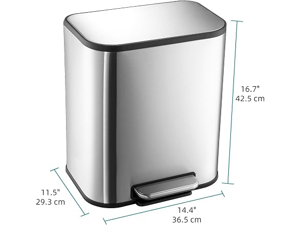 MOVECOM Trash Can, 5.3 Gal / 20 L Stainless Steel
