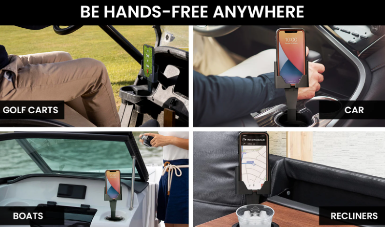 2 Pack Adjustable 2 In 1 Cup Holder Phone Mount - Gallery 10