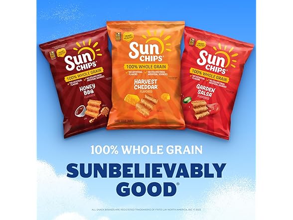 21PK SunChips 100% Whole Grain Chips, Variety
