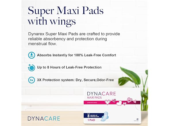 Dynarex Super Maxi Pads with Wings High Absorbency