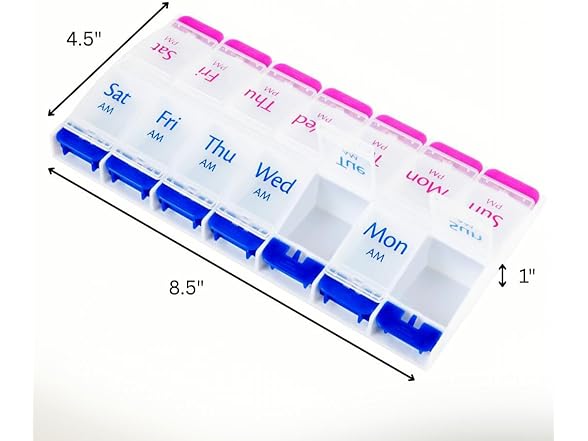 Smart Essentials Weekly AM/PM Pill Organizer, 7-Day Me
