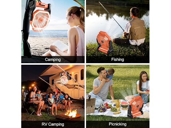 Odoland Orange Rechargeable Camping Fan
