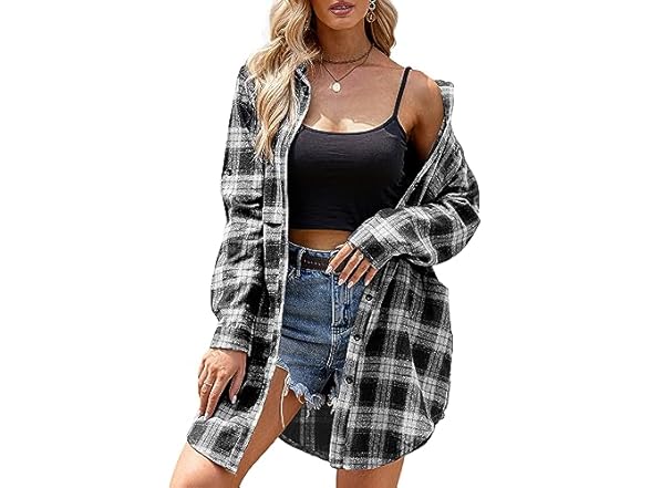 HOTOUCH Flannel Plaid Shirt for Women