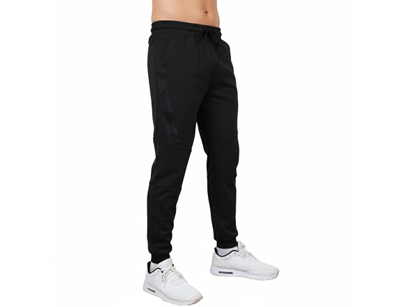 3Pk Asst Mens Tech Joggers w-Stripe Zip Patch