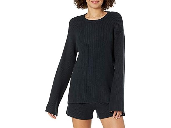 The Drop Women Alice Crew-neck Back-slit Sweater