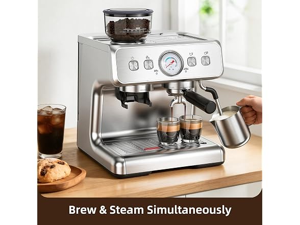 Electactic 15 Bar Espresso Machine with Grinder & Milk Frother