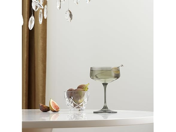 JoyJolt Sidney Cocktail Coupe Glasses Set of 4 | 8 oz Gray