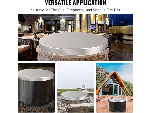 Fire Pit Cover Lid, 27" Portable Firepit Spark