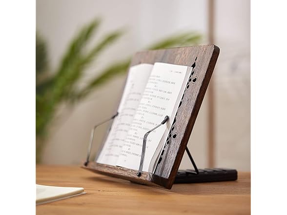 Foldable Wooden Book Stand with Clips