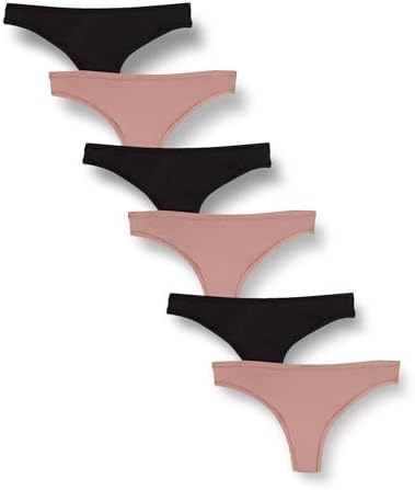 Amazon Essentials Women's Microfiber Underwear (Hipster & Thong, Available in Plus Size), Pack of 6, Black/Dusty Pink, 1X
