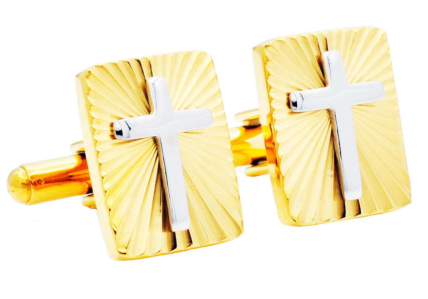 2 Tone Gold Cross Cufflinks - Gallery 3