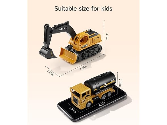 Geyiie 7 Pack Construction Trucks Set