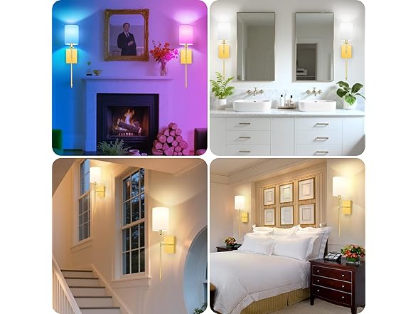 Bosceos Gold Wall Sconce 2-Pack White Shade