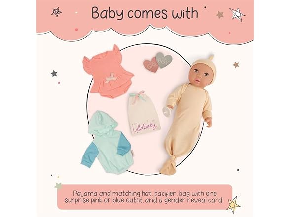 LullaBaby Gender Reveal 14" Baby Doll