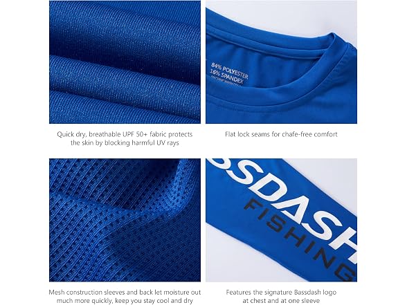 Bassdash Men (L) Fishing T Shirts UV Sun T-Shirt