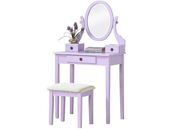Roundhill Furniture Moniys Wood Moniya Makeup Vanity Table