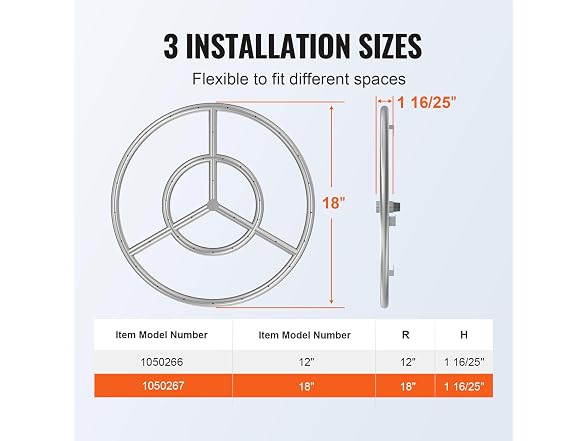 18 inch Round Stainless-Steel Fire Pit Burner