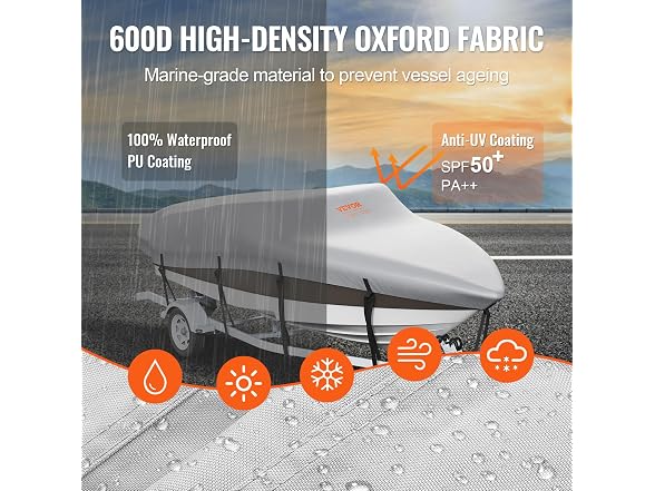 Boat Cover, 17'-19' Trailerable Waterproof Boat