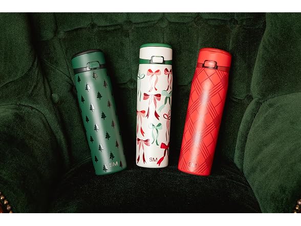 Simple Modern Christmas Water Bottle with Straw & Handle | 24oz | Trees