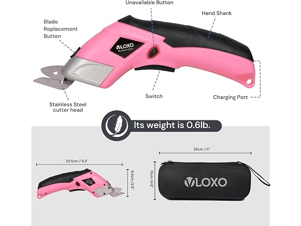 VLOXO Cordless Electric Scissors - Pink