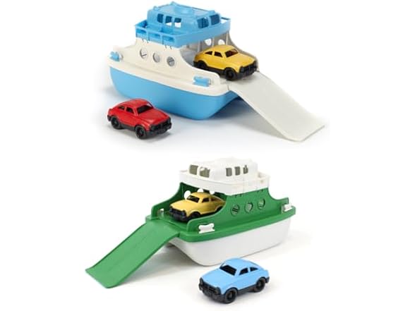 Green Toys Ferry Boat Blue/White & Green/White Bundle
