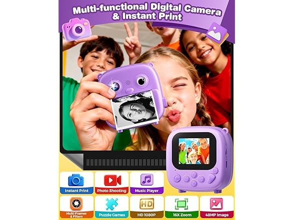 Ploomen Kids Instant Print Camera