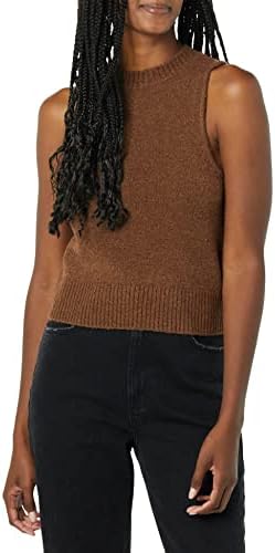 Amazon Essentials Women's Boucle Sweater Tank Top, Chocolate Heather, Large