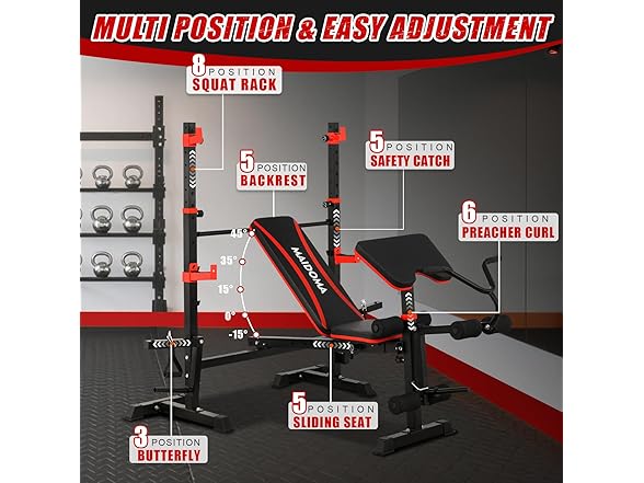 MAIDOMA 6 in 1 Weight Bench Set
