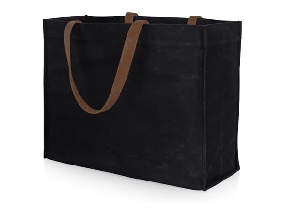PICNIC TIME Market Waxed Canvas Tote with Leatherette Handles