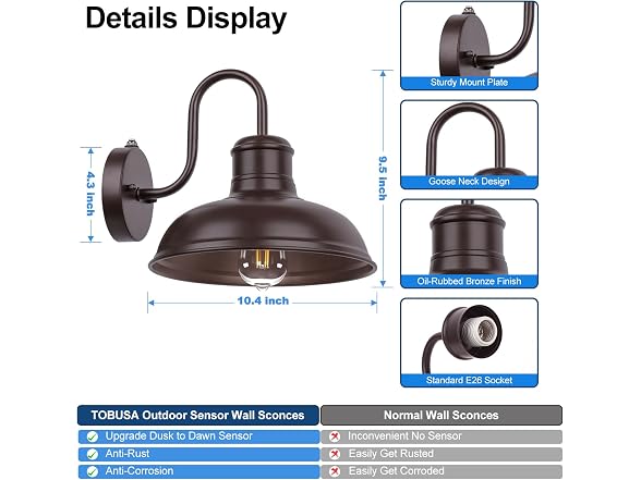TOBUSA 2-Pack Wall Sconce Light Fixture