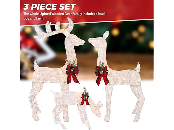 3-Piece White Fabric Reindeer Family - Gallery 4