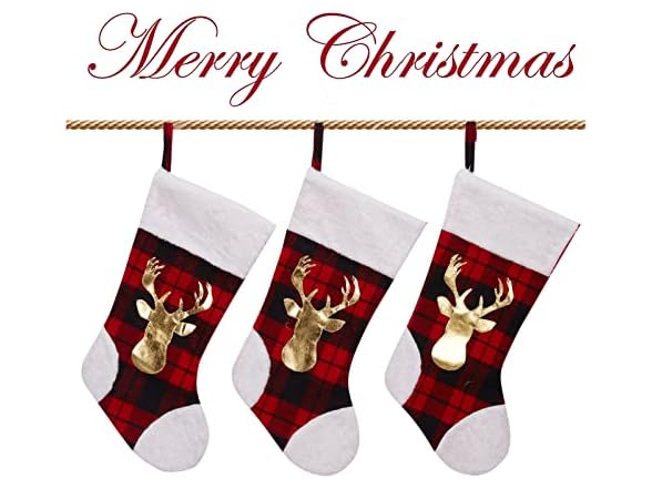 GAOMON 20" Large Christmas Stockings, 3PCs Red