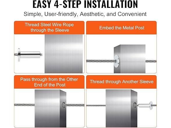 VEVOR 81 Pack T316 Stainless Steel Protector Sleeves for 1/8" Wire Rop