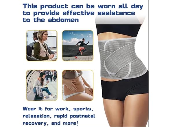 UMNUNV Postpartum Belly Band Wrap (XL Grey)