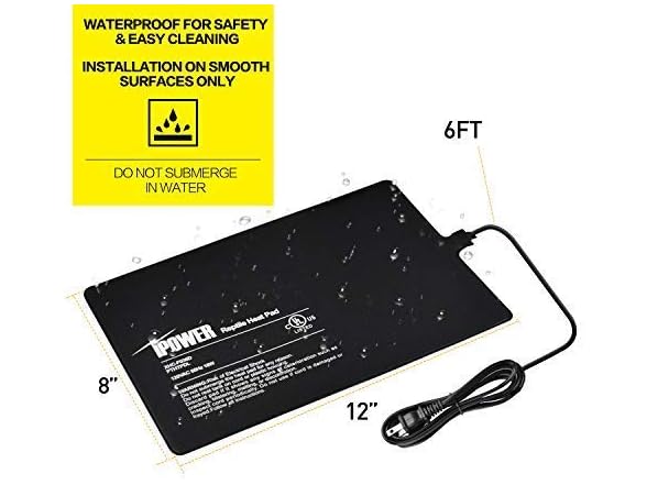 iPower 8 by 12-Inch Reptile Heat Mat Under Tank