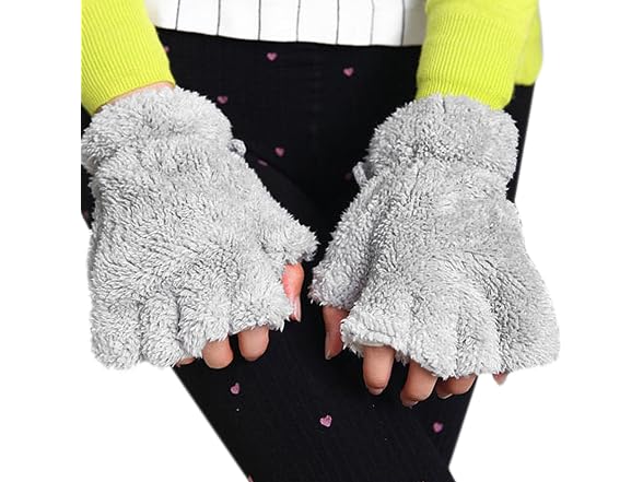 Greenery (OS) Bear Plush Cat Paw Claw Gloves Soft - Gallery 3
