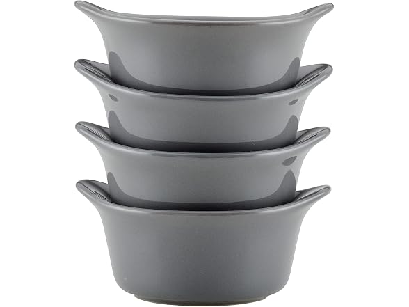 Rachael Ray Ceramics Round Ramekins 4PK Gray