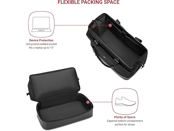 SwissGear 7366 Signature Hardside Luggage Weekender Tote, Black, 2-Piece Set 