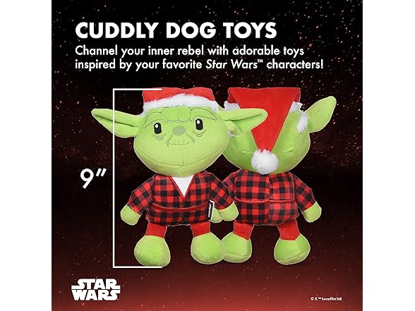 STAR WARS Holiday Yoda Santa Plush Dog Toy