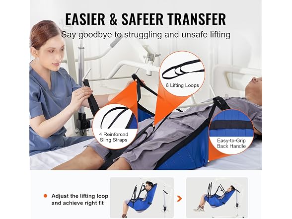 VEVOR Patient Lift Sling with Head Support- Large Size