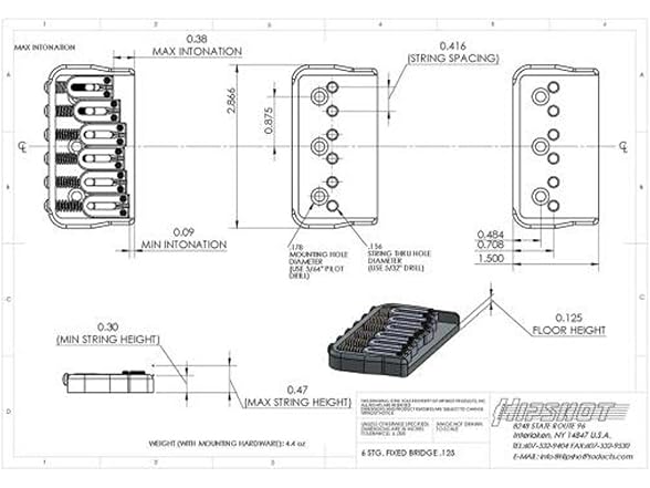 HIPSHOT Fixed Bridge .125" Base