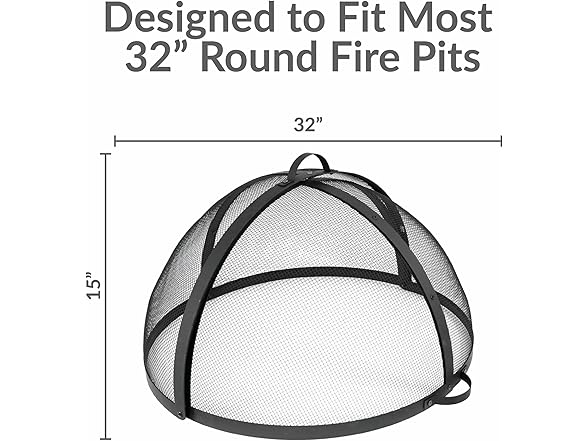 Sunnydaze 32" Round Fire Pit Spark Screen Cover