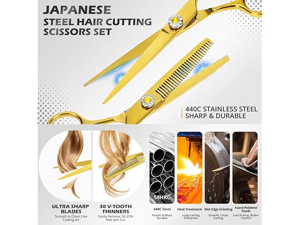 21Pcs 440C Hair Cutting Scissors Kit