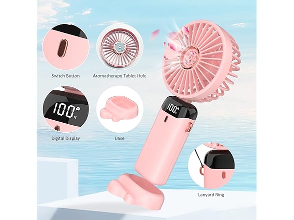 Pluralla Pink Personal Rechargable Fan