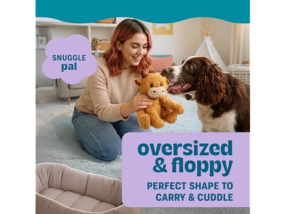 Pupstages Calming Plush Dog Toy with Squeaker, Cow