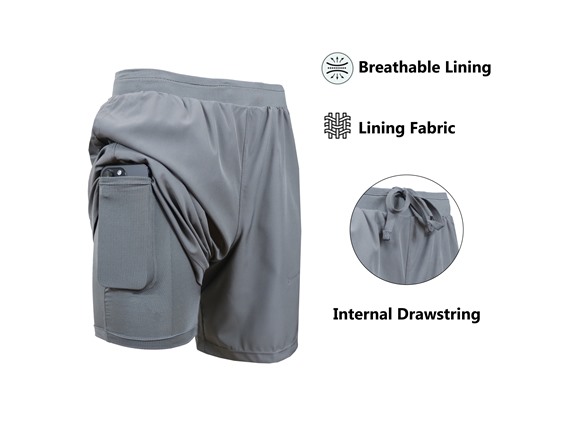 3Pk Asst Mens 2in1 Quick Dry Shorts w/Liner