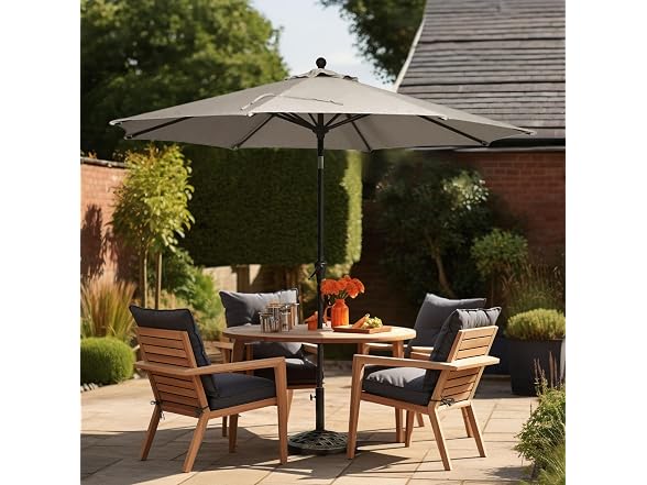 Four Seasons Courtyard 9' Round Sling Fabric Highland Market Umbrella