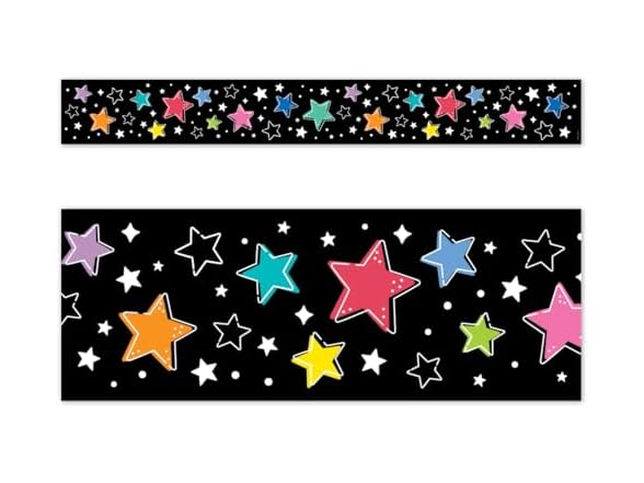 CTP Star Bright Colorful Stars on Black EZ Border